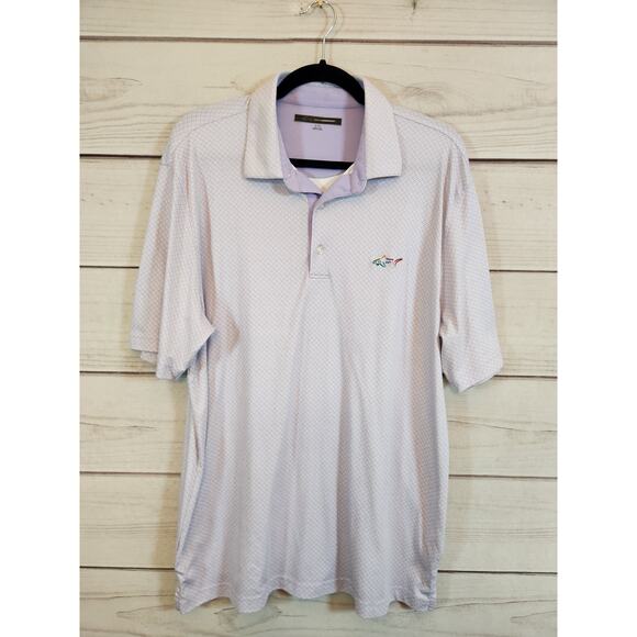 Greg Norman Men's Performance Golf Relaxed Fit Polo Shirt Purple Printed Size XL - Picture 1 of 7